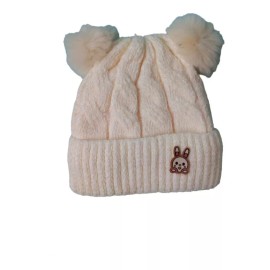 K&H Gorro Para Niñas Con Dos Pompones Conejito Afelpado Invierno