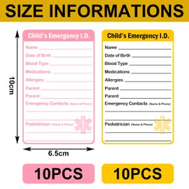 20PCS Infant in Case of Emergency Child Emergency Contact Carseat Emergency Tag, Safety Alert Attachment Tag Stickers - 2.5x4 inch