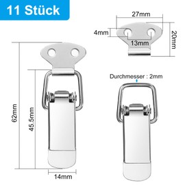 11 Pcs Spring Loaded Toggle Latches, Stainless Steel Toggle Latches and Catches, Tension Clasp, Spring Latch Catch Toggle Hasp, Cabinet Locks Latch for Toolbox Buckle Window Drawer Chest Case