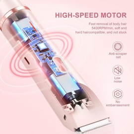 Dermave Bikini Shaver,2 in 1 Dual Head Bikini Trimmer & Body Shaver, Painless Hair Removal with Silky Glow Finish, Cordless & Waterproof Electric Trimmer for Women,Purple