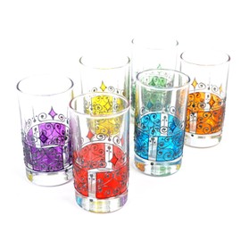 Hand Painted 6 Cups/Tea Glasses, Moorish Unique Decorative Glasses