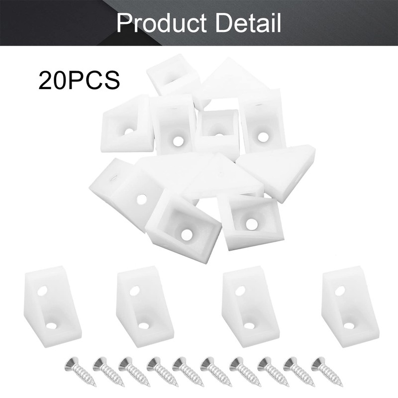 MroMax 20PCS Plastic Corner Braces White L Bracket Shelf Closet