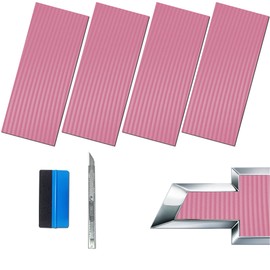 LZLRUN Compatible with Bowtie Logo Wrap Stickers Cut-Your-Own Emblem Overlay DIY Decals for Chevy (11.8 Inch x 4 Inch) (Pink Carbon Fiber)