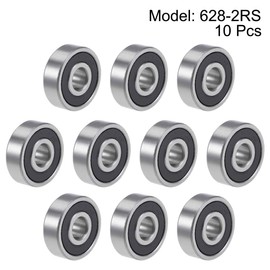 sourcing map 628-2RS Deep Groove Ball Bearings 8mm x 24mm x 8mm Double Sealed Chrome Steel P6(ABEC3) 10pcs