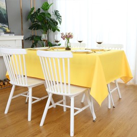 FOLINS&HOME Yellow Rectangle Tablecloth 60 x 102 Wrinkle Free Waterproof Polyester Table Cloths, Spillproof Heavy Duty and Washable Table Cover for Party, Indoor and Outdoor-Oblong/Rectangular