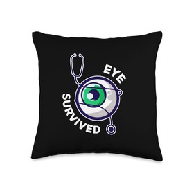 Post Eye Surgery Recovery Cataract Removal Eye Survived Throw Pillow