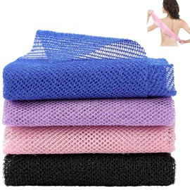 4 Pcs African Net Sponge, 31.5 Inch Long African Net Bathing Sponge Cloth, Nylon Boddy Exfoliating Scrubber for Skin Smoother Daily Bath Shower