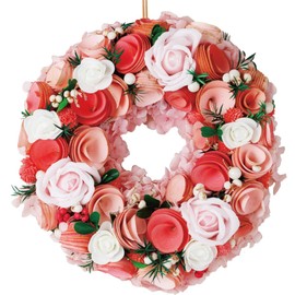 Mother's Day Preserved Flower Present "Express Daily Gratitude with Natural Wreath" Flower Wreath 8.7 inches (22 cm) (Pink)