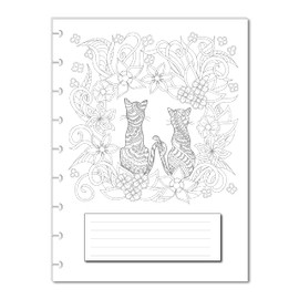 Undated Monthly Calendar Refill With Coloring Cat Kitten Pages for 9-Disc (7 x 9.25 inches) Classic Happy Planner, NOTIQ Midi 9-Disc (L2), Inkwell Press (9 Disc)