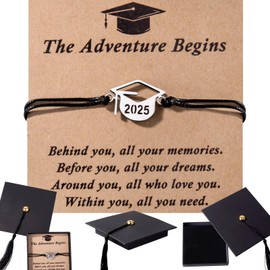 AKTEAM 2025 Graduation Gifts for Her/Him - Adjustable Bracelet Comes in Cap Box with Quote Cards - for Senior High School/College/Middle School Grads