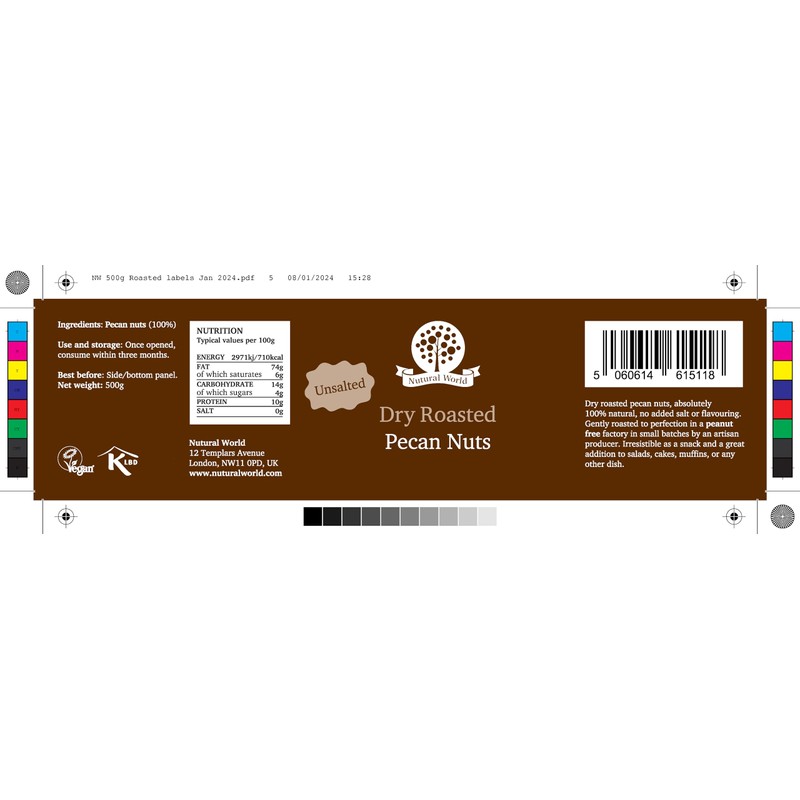 Nutural World - Dry Roasted Pecan Nuts - Unsalted (400g)