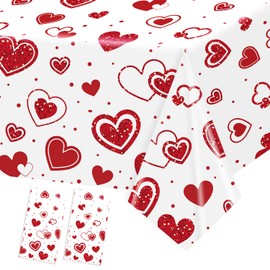 2 piezas, mantel para el día de San Valentín, decoración de mesa con corazones con purpurina, decoración del día de San Valentín, para fiestas, fechas para parejas, suministros de boda