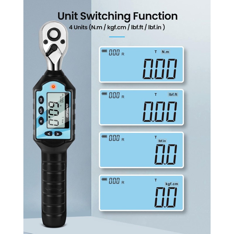 GOYOJO Digital Torque Wrench, High-Precision 3/8" Drive with Buzzer &