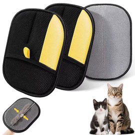 AALFA Pet Hair Removal Gloves for Cats & Dogs, Thickened Double-Sided Grooming Mitts, Reusable Hair Remover Gloves for Furniture, Carpet, Clothing, and Car Interiors (2pcs)