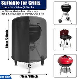 Kettle BBQ Cover 57cm for Weber, bbq Covers Waterproof Barbecue Covers for Weber, 500D Oxford Weatherproof Rip-Proof Round Compact BBQ Cover for weber Spirit bbq(Φ71x65cm)