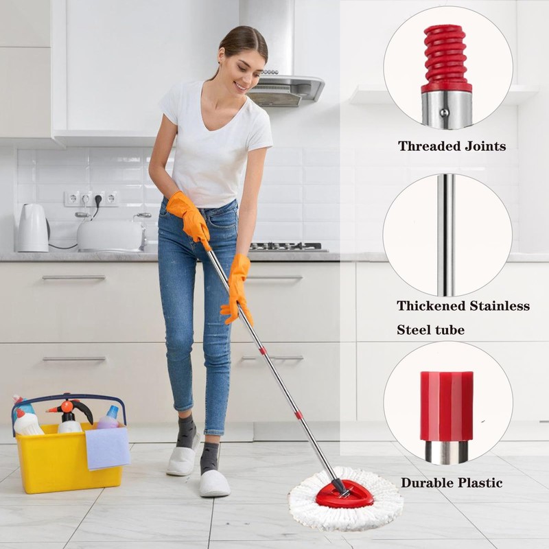 Mop Handle Replacement,4 Section Compatible with O-Cedar Spin Mop Refills