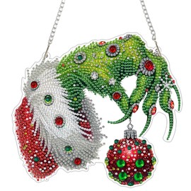 GHHKUD Weihnachten Diamond Painting Fensterbilder Beidseitige, Diamond Painting Anhänger mit Kette, Diamant Malerei Bilder Kristall Fensterbilder, Wandbehang Kit für Eingang und Fenster Wand Decor