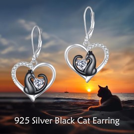 Cat Earrings Sterling Silver Cat Earrings with Sea Motif Crab Earrings Sea Crab Jewellery Gifts Birthday for Women and Mothers, Sterling Silver, Zircon