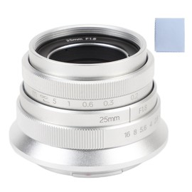 25mm F1.8 Mark II Large Aperture APS‑C Manual Focus Fixed Lens Fit for M Mount M M2 M3 M5 M6 M10 M100 M50 M200 Silver