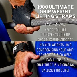 Schiek Sports 1900 Ultimate Hand Grip - 9 mm Thick Neoprene Grips for Weight Lifting - Ultra Durable Non Slip Secure Grip