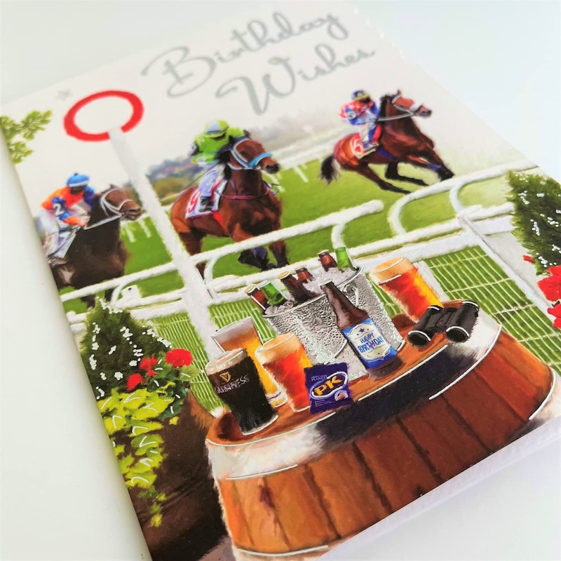 Jonny Javelin Male Birthday Wishes Card - Horse Racing