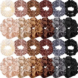 Hanaive 48 Gomas Elásticas de Pelo de Satén Coletero de Seda Lazos de Cabello Cuerdas Gomas de Cabello Delgadas Soporte de Cola de Caballo para Mujere
