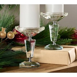 Set of (2) 6"" Faceted Glass Pedestals by Valerie in Silver, H441759