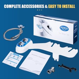 Non-Electric Bidet Attachment for Toilet Seat,Self-Cleaning, Dual Nozzle,Adjustable Water Pressure, for any Standard Two-piece Toilet
