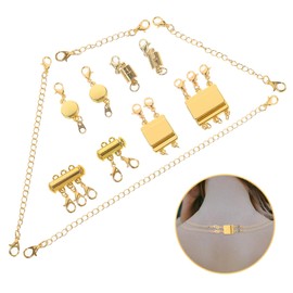 Tofficu Necklace Clasps Set with Buckle Assorted Multi Strand Connectors and Jewelry Extenders for Necklace Bracelet Easy Install and Detach Gold Tone for Elegant Layered Jewelry Design