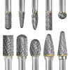 Tungsten Carbide Burr Set 1/4" Shank 10PC Double Cut Rotary