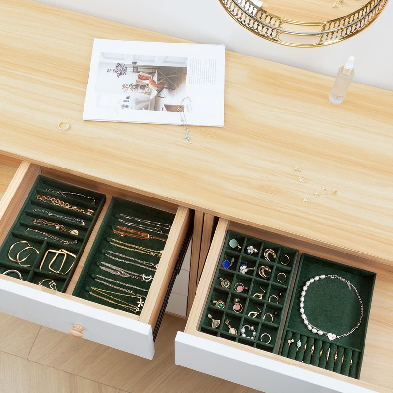 ProCase Stackable Jewelry Organizer Trays for Drawers, Jewelry Drawer Inserts