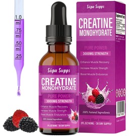 Supa-Supps Creatine Monohydrate Drops 60ml - Liquid Alternative to Creatine Monohydrate Powder, Ideal for Gym Performance, Bulk Creatine Formula, Supports Muscle Growth, Recovery, and Energy - Berry Flavour