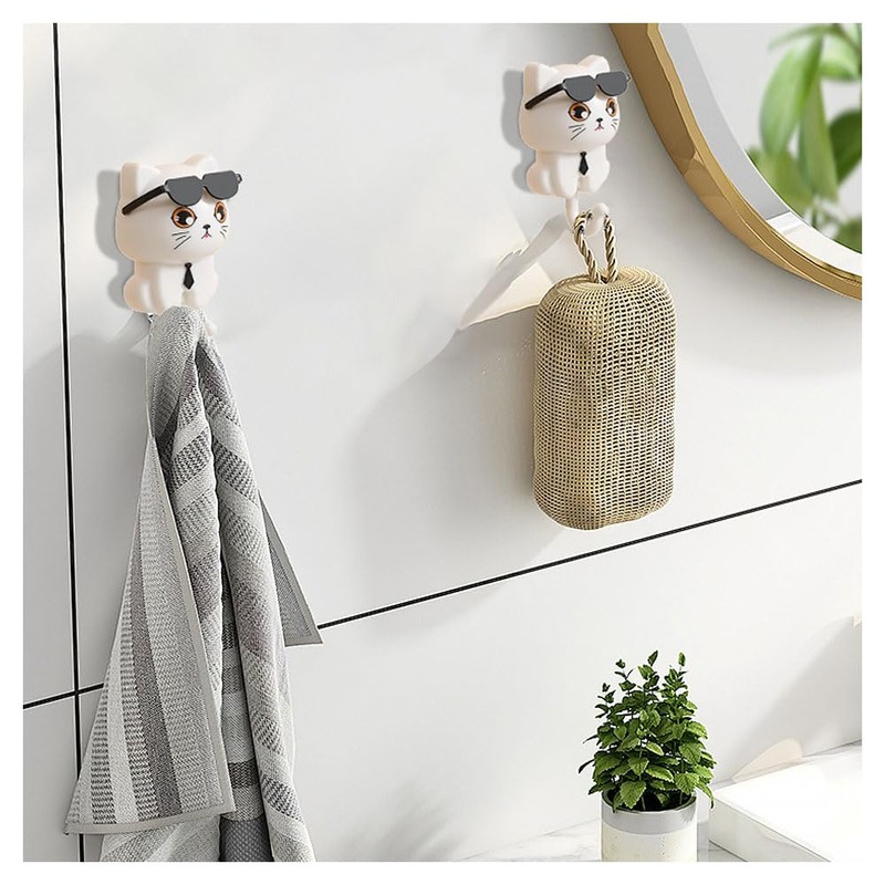 2 Cartoon Cat in Sunglasses Creative Gra-vity Hook Cute Cat