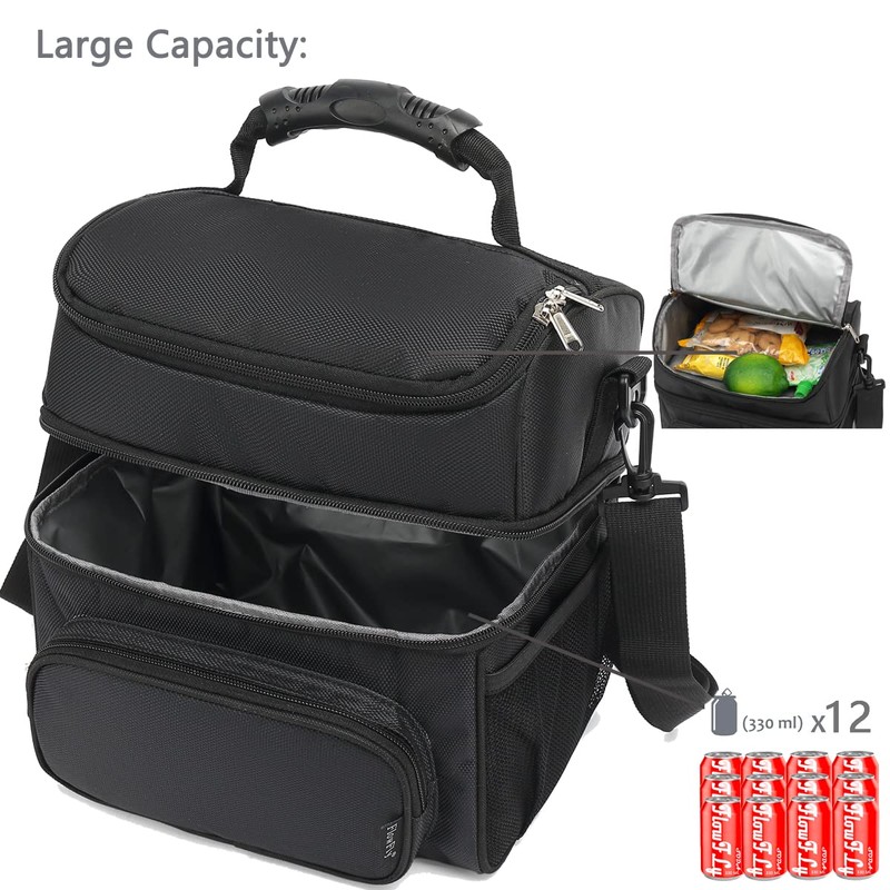 FlowFly Insulated Lunch Bag Adult Lunch Box Large Tote Double