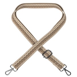 EAZY CASE - Adjustable Bag Strap, Replacement Strap for Handbags, Shoulder Strap for Shoulder Bags, Straps for Bags and Tote Bags, DIY Bag Strap, Waves - Light Brown Metal Silver