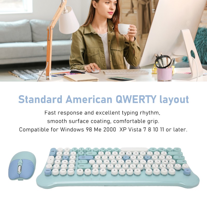 Wireless Keyboard and Mouse 2.4Ghz Connection Cute Keyboard Mouse Set