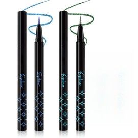 HHLTOH Glitter Diamond Shimmer Liquid Eyeliner, Waterproof, Long Lasting, High Pigmented (04#blue+07#darkgreen, 2 Count (Pack of 1))