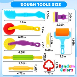 Oun Nana Dough Tools Set for Kids 20 PCS Dough Play Tools with Animal Cutters,Rollilng Pins,Rollers, Random Color