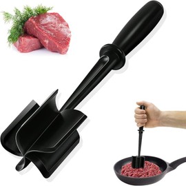 Meat Chopper- 5 Curve Blades Ground Beef Masher，Ground Turkey and More, Nylon Ground Beef Chopper Tool and Meat Fork, Non Stick Mix Chopper，Potato Masher Tool，Kitchen essentials（1 Pack）
