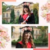 Zeyune Pink Flower Crown Graduation Hat Decoration Adjustable Flower Headbands