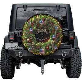 Camelliaa Shop Christmas Wreath Spare Tire Cover With or Without Backup Camera Hole (Style 2)