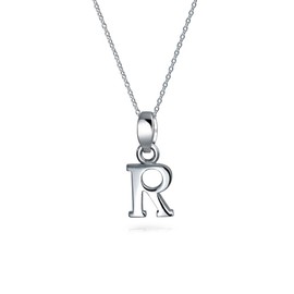 Letter R Block Uppercase Capital Alphabet Initial Pendant For Girls Necklace For Women Polished 925 Sterling Silver 18in