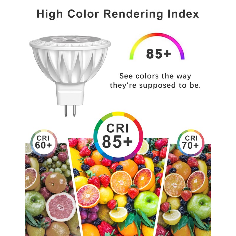 GOHDLAMP 12 Pack MR16 LED Bulbs, 50 Watt Equivalent, 5000K
