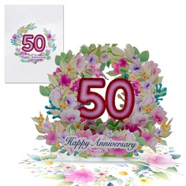 MeeSunnie Happy 50th Anniversary Card, 50 Years of Marriage Card, Fifty Years Milestone 3D Pop Up Greeting Card for Soulmates, Celebration, Congratulations for Couples, Husband, Wife (50th)