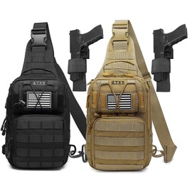 ATBP Tactical Sling Backpack Bag Pack for Men Military One Strap Shoulder Backpack Crossbody Bag With Holster 10 Liters