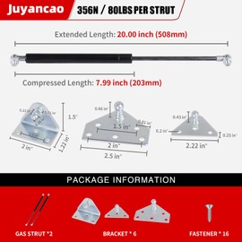 Juyancao 508mm 356N/80lb Gas Struts 20 inch Gas Strut Lift Support Gas Shocks Gas Spring Strut Gas Prop Struts, Set of 2