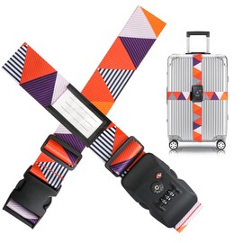 Gutsdoor TSA Approved Luggage Strap for Suitcase Travel Belt with TSA Lock Colorful Adjustable Cross Luggage Straps Suitcase Identifiers