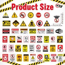 Glow in The Dark Safety Warning Signs Stickers for Water Bottles, 70 Pcs Kids Game Vinyl Waterproof Decals for Laptop, Skateboard Scrapbooking Decor for Teens Girls Boys Adults