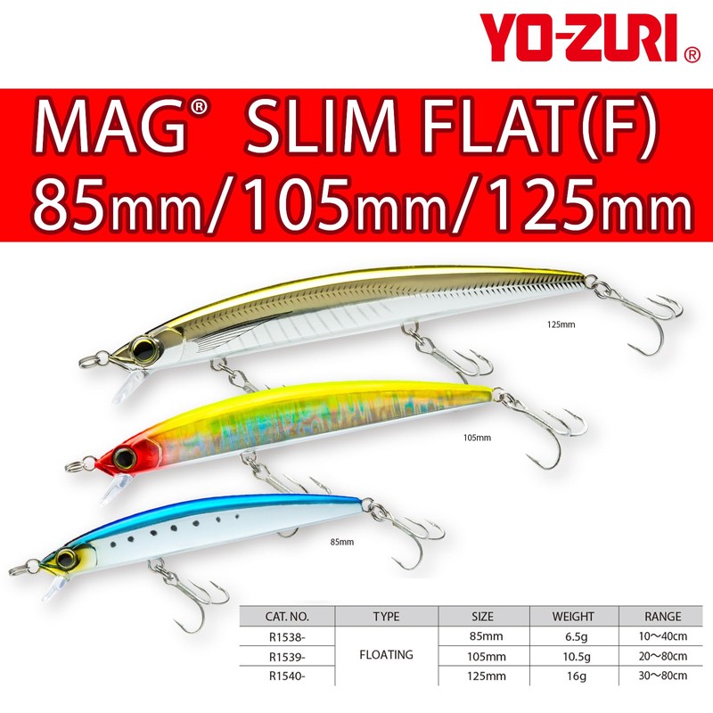 YO-ZURI 125mm Floating 125mm Color Crown Mag Slim Flat Salt
