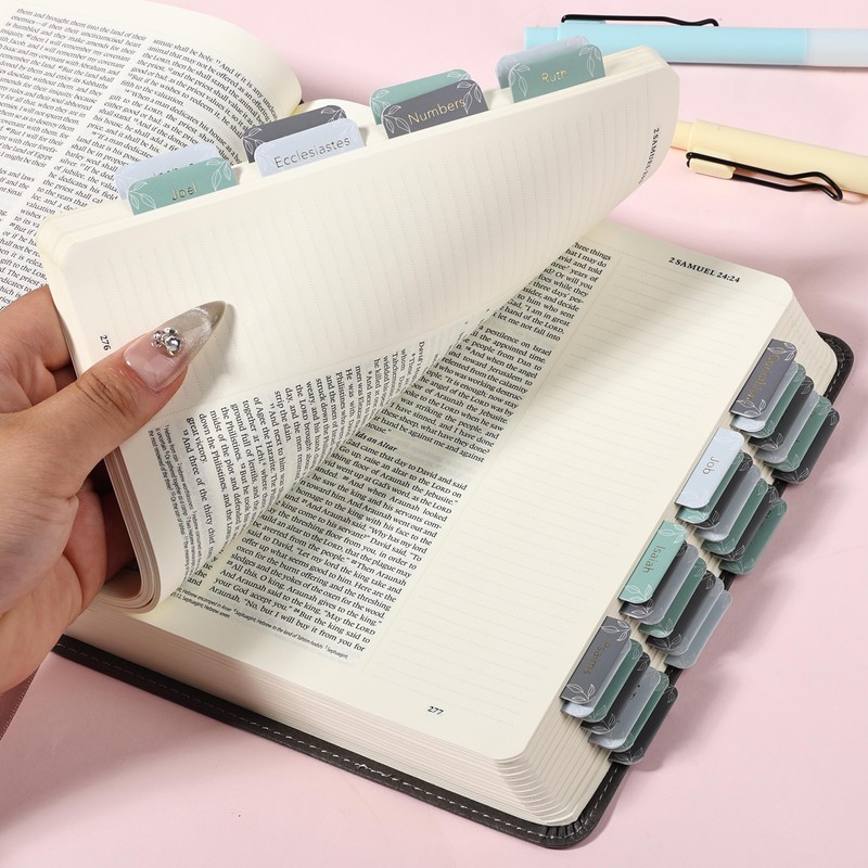 Mr. Pen- Bible Tabs, 75 Tabs, Forest Mist, Gold Foil